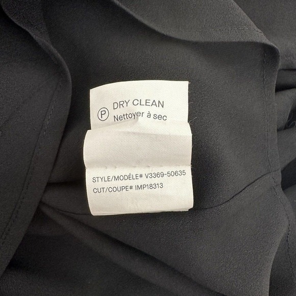 Vince Black Shift Dress Size 4 Cap Sleeve V-Neck Embroidered Pleated Front - Picture 11 of 16